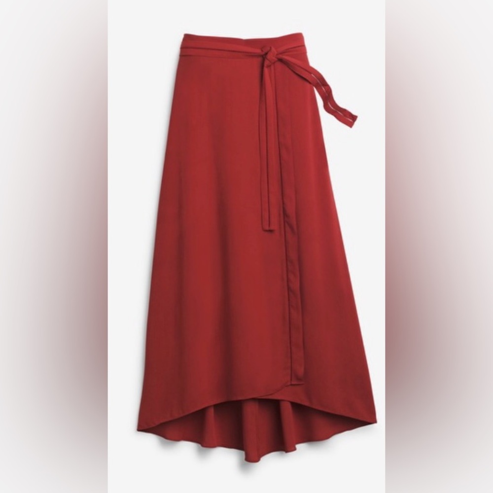 White House Black Market Boho High-Low Mid Faux Wrap Skirt - Modern Y2K